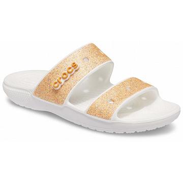 Sandalias Crocs Classic Glitter Hombre Dorados Blancos | Mexico 1245VRWD